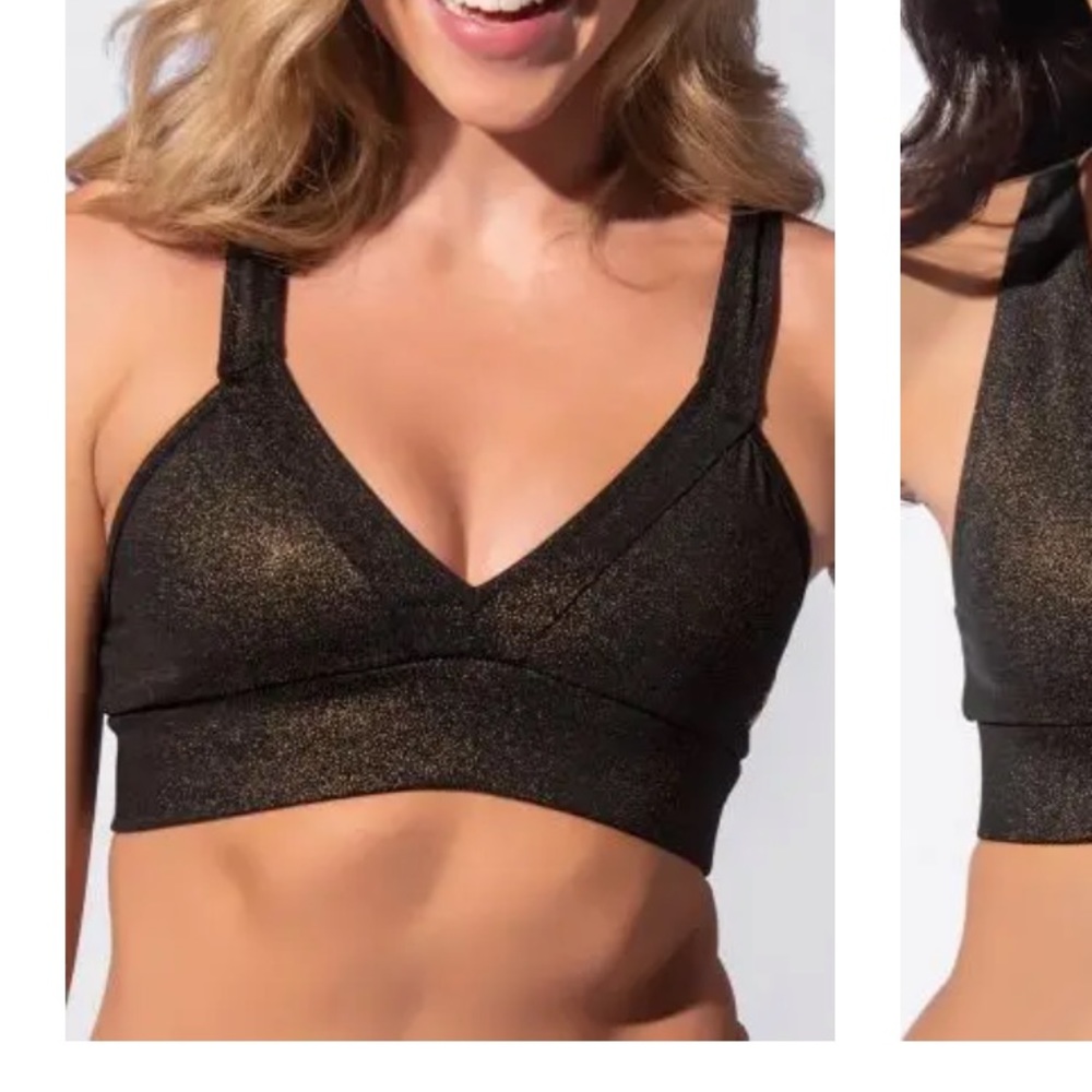 Gold and black sports bra